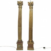 Two 18th century columns adapted to a lamp