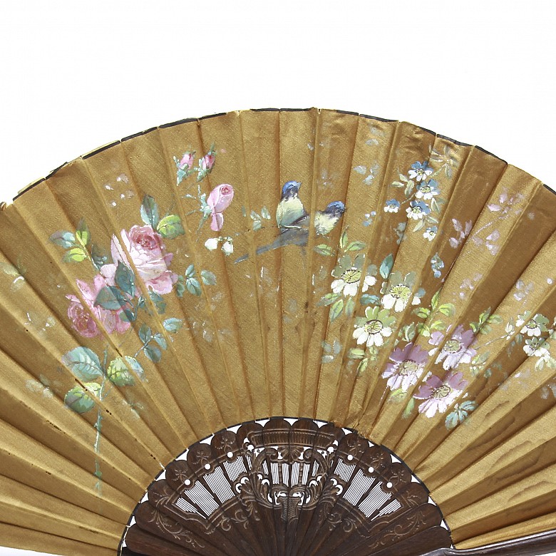 Painted silk country fan, 19th century - 2