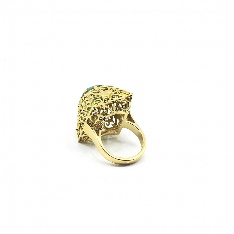 Ring in 18 k yellow gold and emerald - 3
