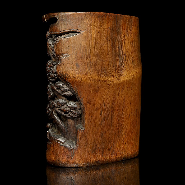 Carved bamboo brush pot 'Sages', Qing dynasty - 3