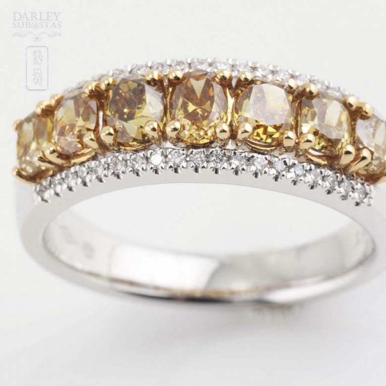 Fantastic 18k gold ring and Fancy diamonds - 6