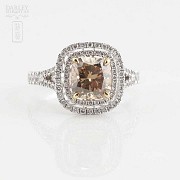Fantástico anillo oro 18k con diamante Fancy - 1