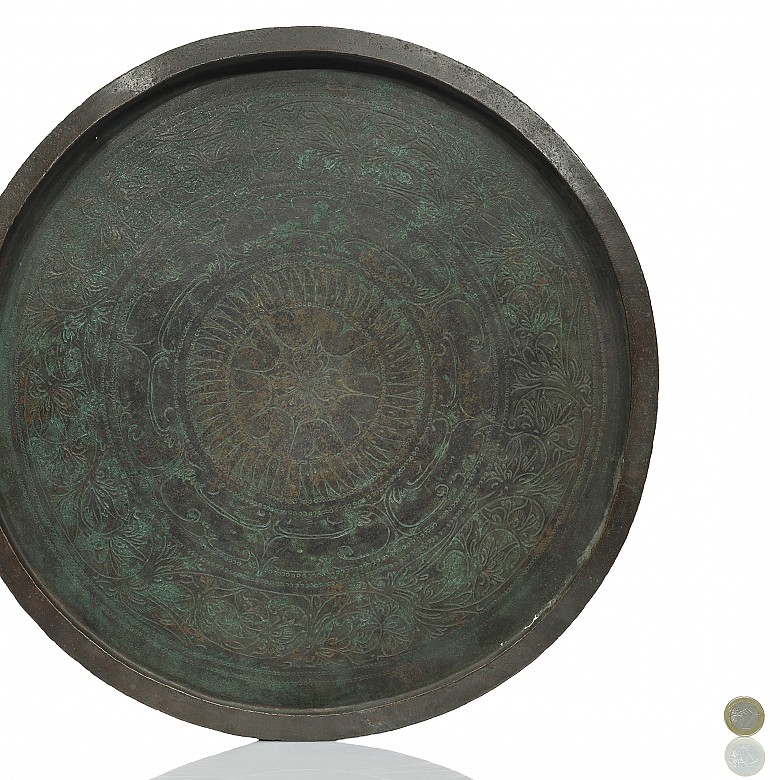 Large Indonesian copper tray, Talam, 19th - 20th centuries - 5