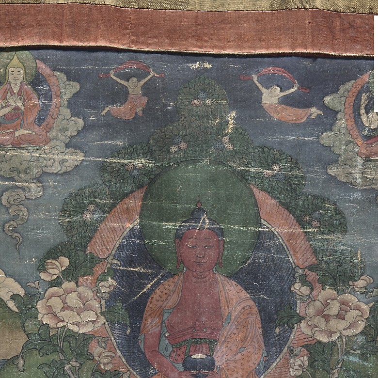 Thangka tibetano en seda, s.XIX - 5