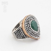 Sterling silver ring 925m / m and green stone - 1