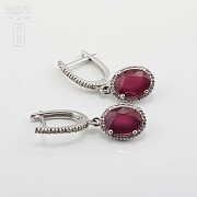 Earrings with ruby 4.34cts and diamond in white gold - 1