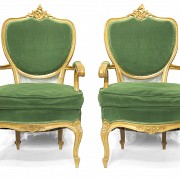 Seating furniture group upholstered in green velvet, 20th Century - 5