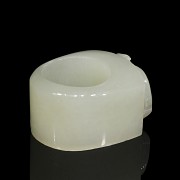 Carved white jade archer ring 
