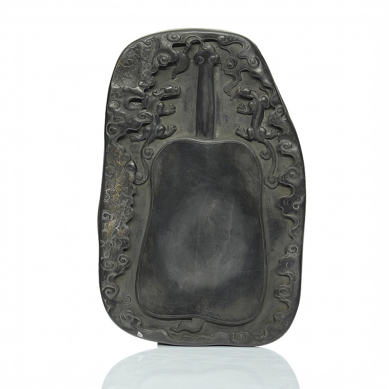 Carved stone painting palette, Qing dynasty. - 1