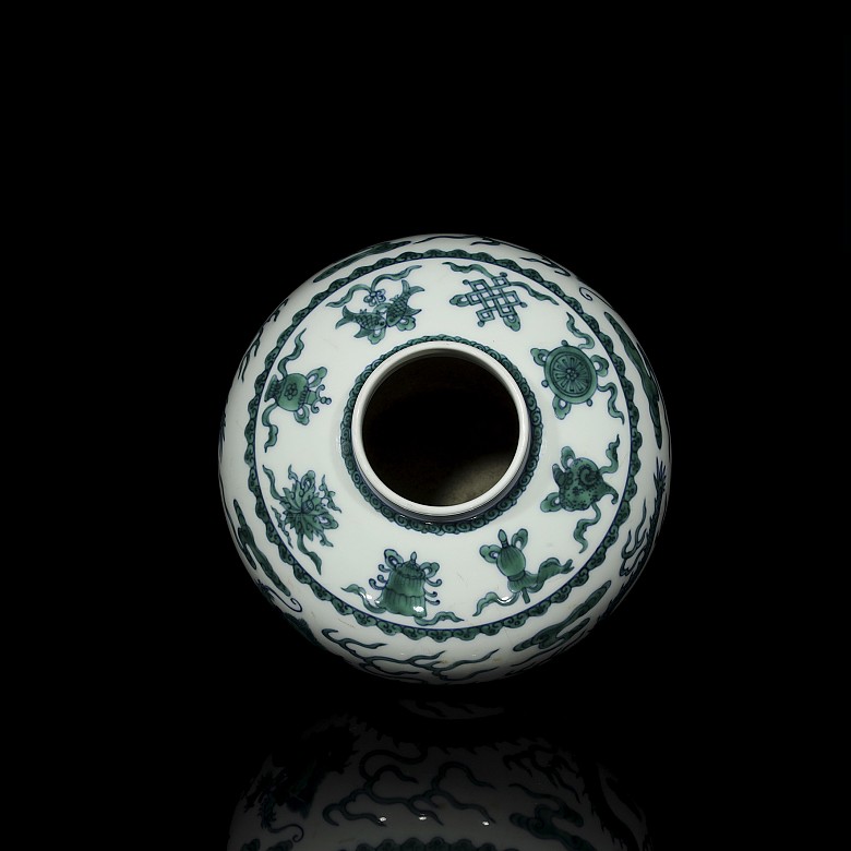 Jarrón de dragón en porcelana esmaltada, dinastía Qing - 3