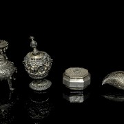 Silver-embossed vessels, Asia, early 20th century