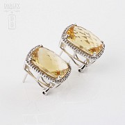 Earrings in 18k white gold with citrines and diamonds. - 2
