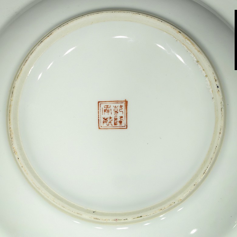 Macetero y plato de porcelana, S.XX - 3