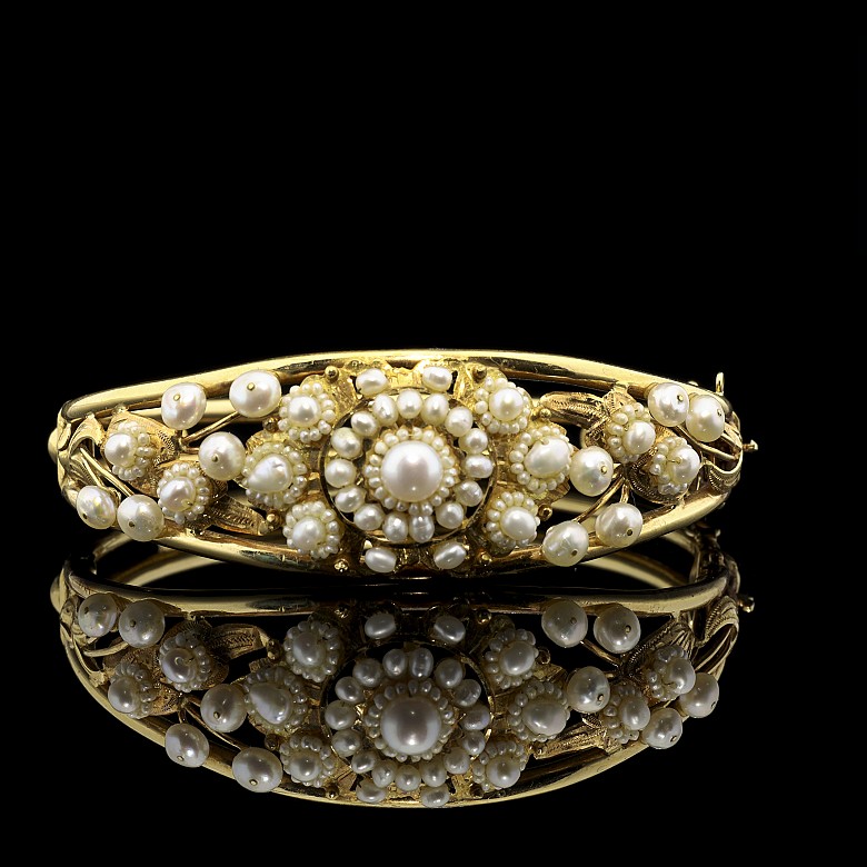 18k gold and cultured pearls bracelet - 1
