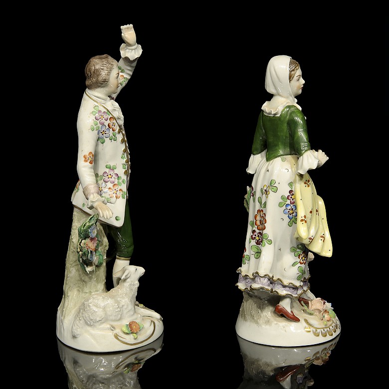 Pair of German porcelain, Sitzendorf, 19th century - 4