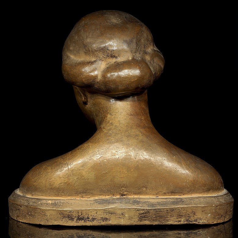 Busto cerámica patinada, Dama, S.XX - 2
