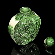 Botella de rapé en porcelana vidriada verde - 3