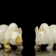 Pareja de rinocerontes de jade, dinastía Han