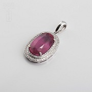 Pendant with ruby6.32cts and diamonds 0.31cts in  White Gold - 3