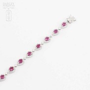 18k white gold bracelet with rubies and diamonds. - 1