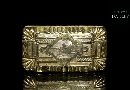 Pitillera de plata dorada, S.XIX
