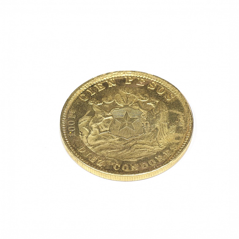One hundred pesos, Republic of Chile, gold, 900 thousandth gold