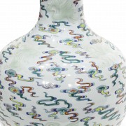 Vase with carved and enameled decoration, 20th century