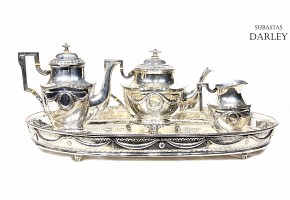 Empire style silver tea set, 925 sterling