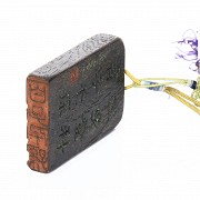 Sello de madera tallada, dinastía Qing.