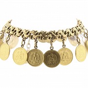 18k gold bracelet with coins.