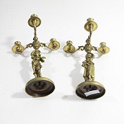 Pair of bronze candlesticks - 6