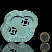 Caja de porcelana esmaltada turquesa, S.XX