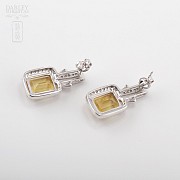 Excellent citrine earrings with diamonds - 3