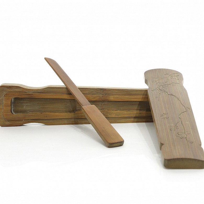 Bamboo letter opener, with box, 20th century