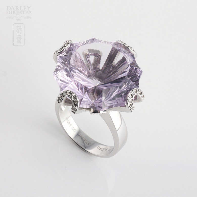 Ring 27.83cts Amethyst  and Diamonds in White Gold - 4