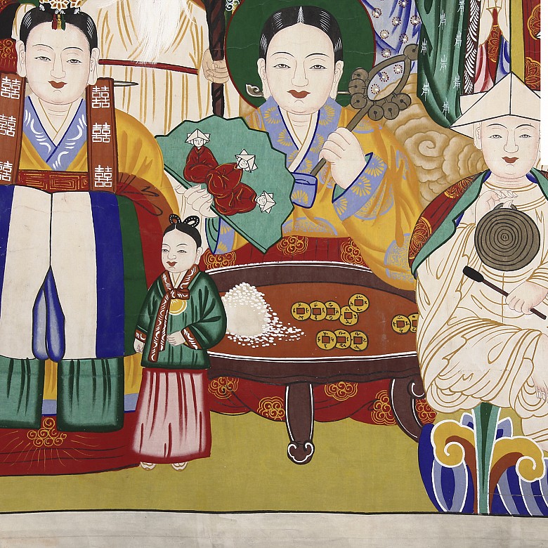 Large painted silk thangka, Korea, 19th-20th century - 8