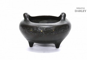 Incensario de bronce chino, dinastía Qing (1644-1911)
