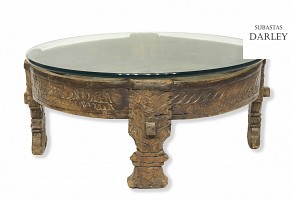 Low table with glass, 19th - 20th centuries