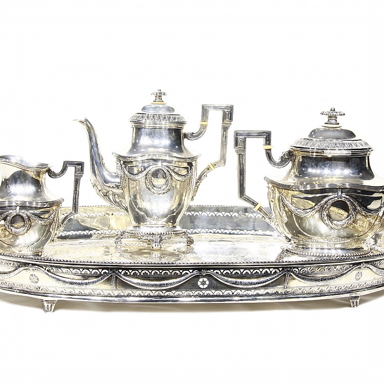 Empire style silver tea set, 925 sterling