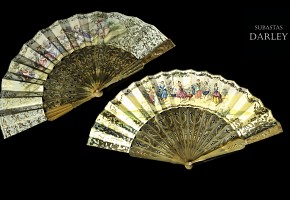 Two fans with paper country, 19th century