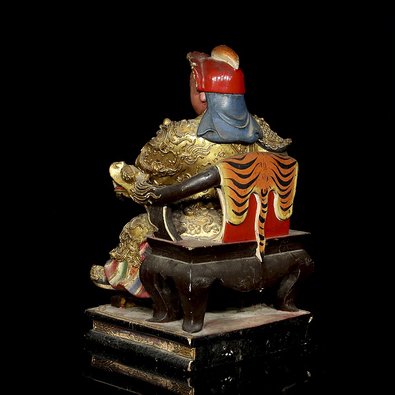 Lacquered wooden warrior, Qing dynasty, 19th century
