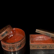 Pareja de cajas indias de laca, S.XIX