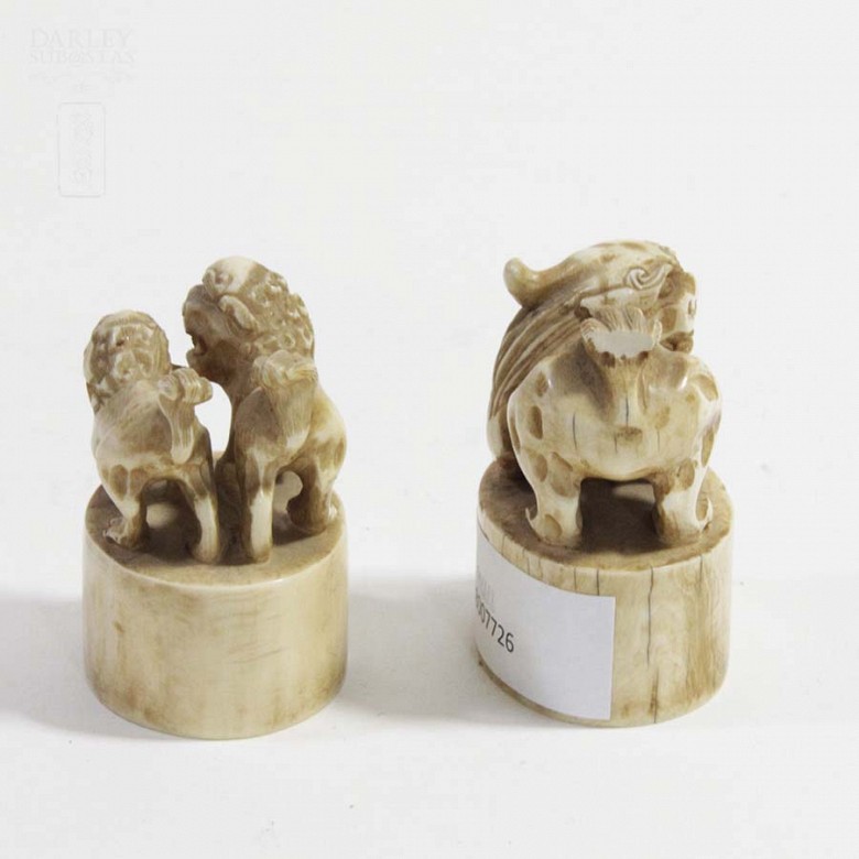 Dos sellos ovales de marfil chino - 11