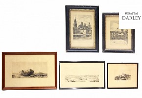 Lot of engravings, 20th century