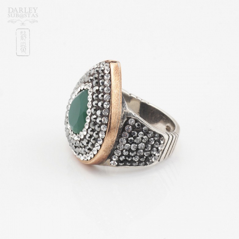 Sterling silver ring 925m / m and green stone - 4