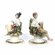 Couple of French porcelain peasants, 20th century - 3