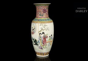 Chinese vase with ladies and palace, 20th century