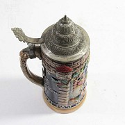 Beautiful ceramic beer mug with metal lid. - 7