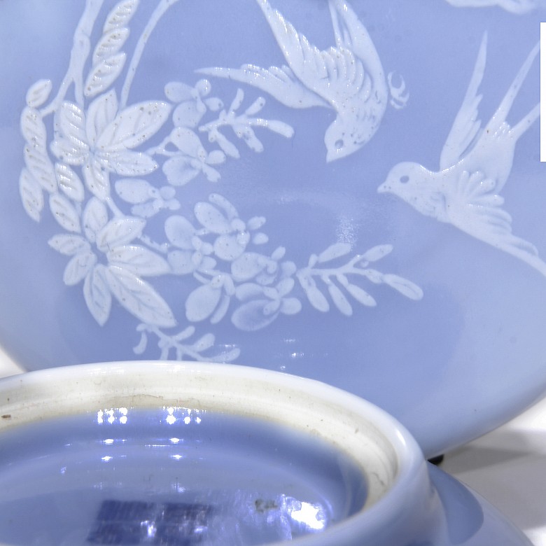Caja de porcelana china vidriada en azul, S.XX - 5