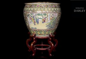Large Chinese enamelled fishbowl, 20th century